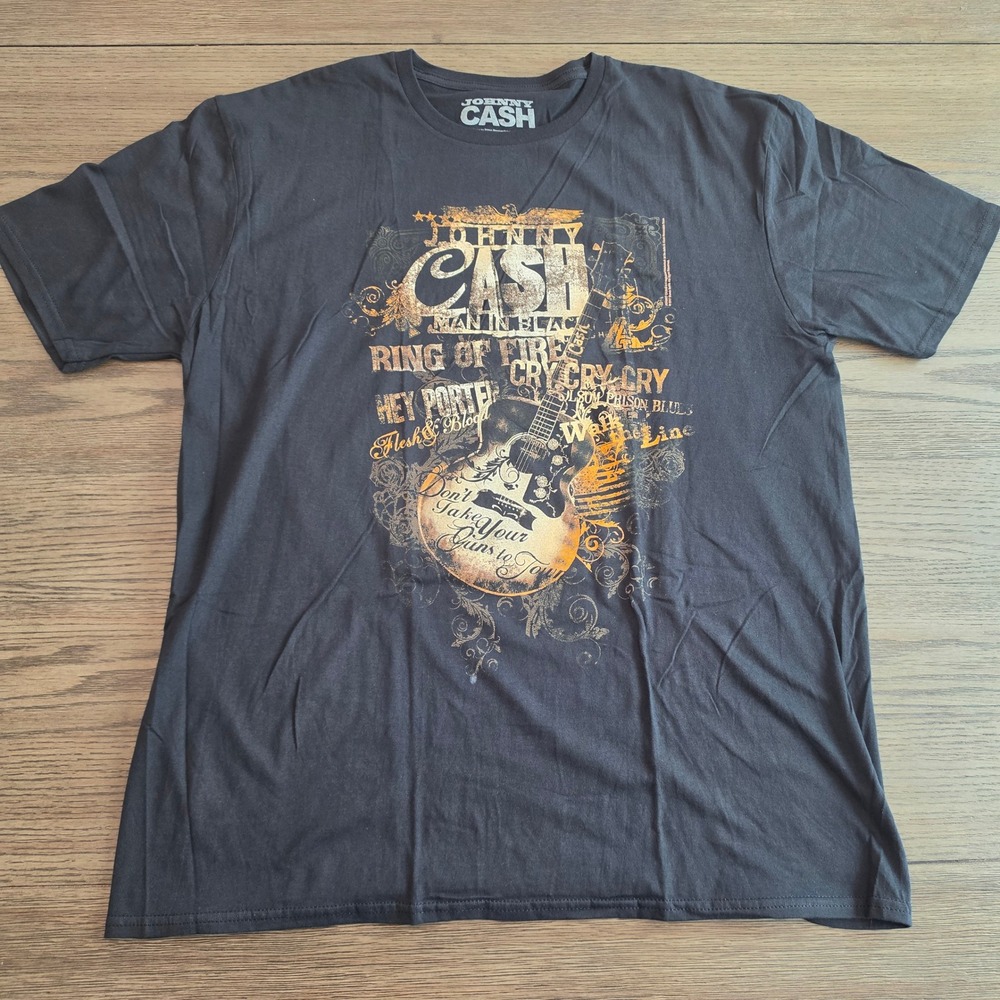 Johnny Cash Man In Black Graphic T-Shirt Black XL Ring of Fire Rock Off NWOT